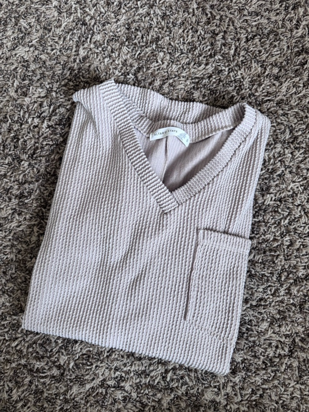 Altar'd State V-Neck Oversized Cream Top